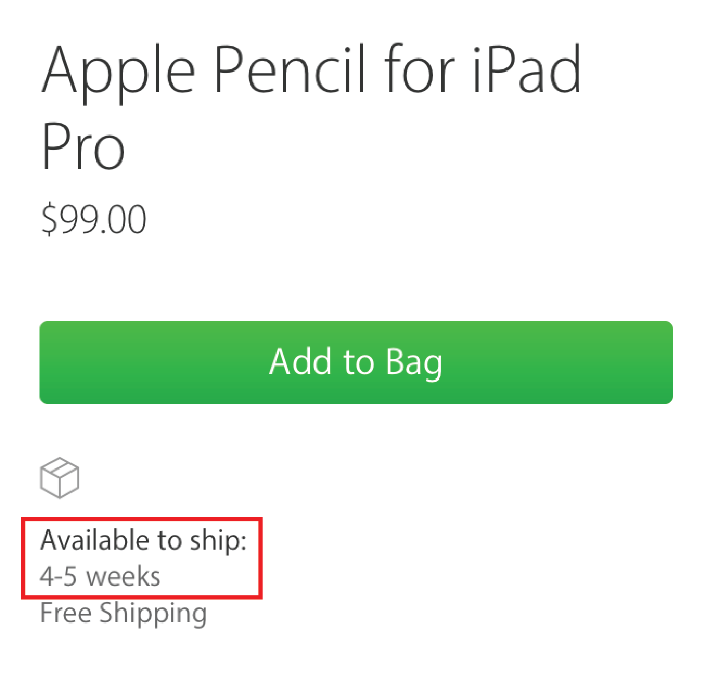 Apple Pencil ship delay