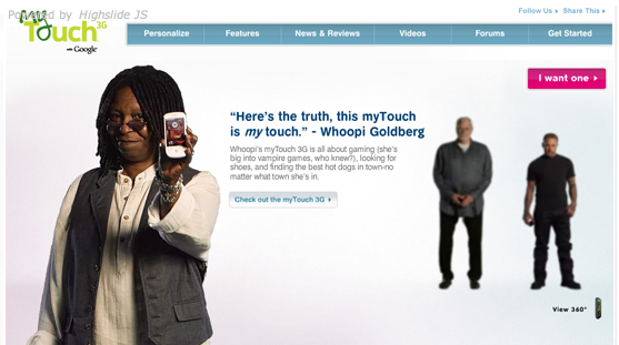 Whoopi plugging the HTC